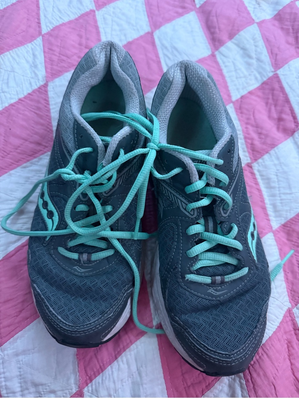 Saucony Women’s Gray and Teal Athletic Running Shoes